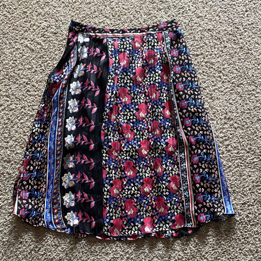 Forever 21 Asymmetrical Floral Skirt - Pink, Blue, Black